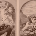 zwei Szenen aus Rheingold, Aufnahmen von Hofphotograph J. Albert nach Malereien im Nibelungengang