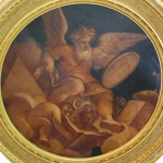 Saturn, der geflügelte Gott der Zeit, thront über den Figuren von Tag und Nacht - Deckengemälde aus dem Vierschimmelsaal der Residenz