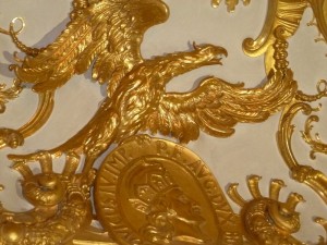 Detail des vergoldeten Deckenstucks aus der Grünen Galerie (Rekonstruktion)