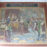 Das Fresko, auf dem die Verleihung der Kurwürde dargestellt ist, befindet sich in den Hofgartenarkaden