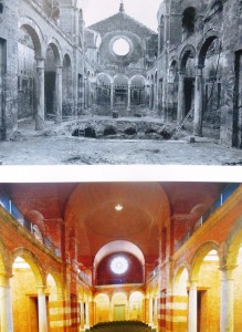 Die Allerheiligenhofkirche nach der Zerstörung und seit der Wiederherrichtung 2008