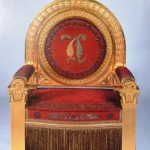 Thronsessel, Entwurf Leo v. Klenze, Goldstickereien auf Seidensamt: Alckens u. Vogel, München 1841/42