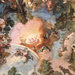 so ähnlich... Auch auf J.B. Zimmermanns Deckenfreso im Hauptsaal von Schloss Nymphenburg (1755/58) erscheint Apoll als Segensgott im Sonnenwagen