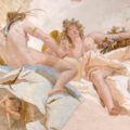 Würzburg, Residenz, Treppenhaus, R. 3, Deckenfresko 'Apotheose des Fürstbischofs Greiffenclau'; Tiepolo, J.B., 1753, Allegorie des Frühlings ('Flora') und des Sommers ('Ceres'), Himmelsdarstellung