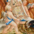 Münchener Residenzmuseum. Miniaturensammlung. Verlobung von Kurfürst Karl Albrecht und Maria von Wessobrunn. Franz Matthäus Schaeffler 1725–35. Detail Putti mit Architekturplan