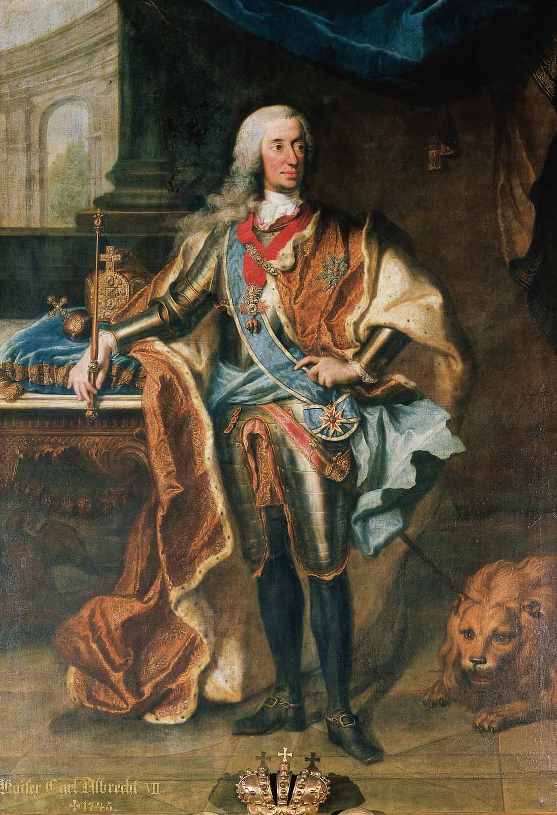 Porträtgemälde von Karl Albrecht als König. Nymphenburg.