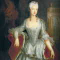 Markgräfin Wilhelmine von Bayreuth mit Blumenranke, Ölgemälde von Antoine Pesne, um 1734