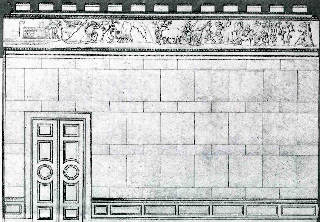 Westwand des ersten Vorzimmers - Graphik aus dem "Klenzewerk", 1842