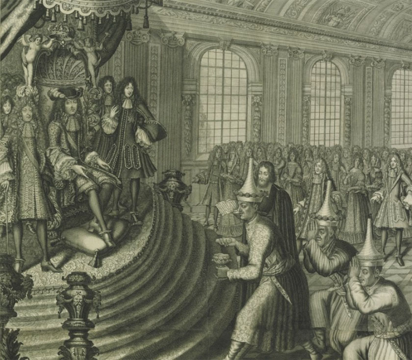 Siamesische Gesandtschaft am Hof von Versailles von Nicolas de Larmessin II