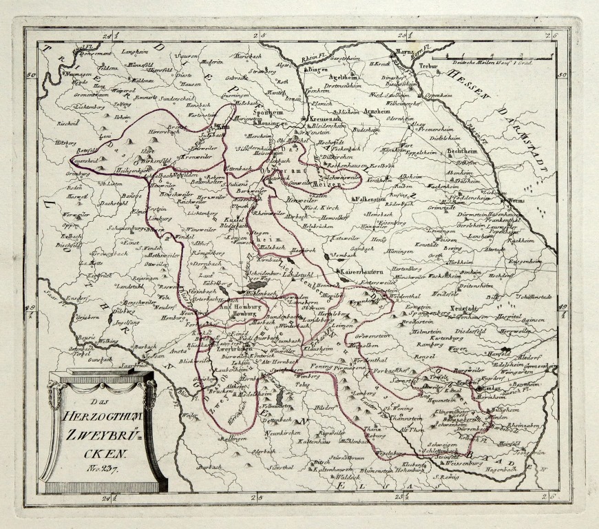 Karte des Herzogtums Zweibrücken im 18. Jh.