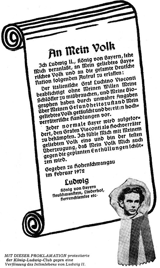 Proklamation „König Ludwigs“ in der AZ vom 10.02.1972