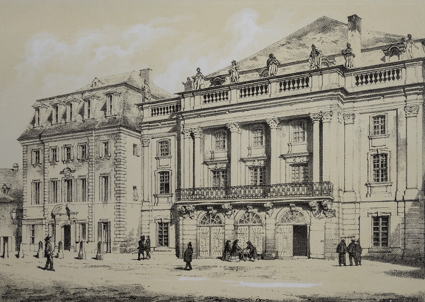 Das „Königliche Opernhaus“ Bayreuth, um 1860, aus: Heinrich Stelzner: Bayreuth. Ein Jubiläums-Album in XX Blaettern von Bayreuth und Umgebung Bayerische Schlösserverwaltung (Graph. Slg., Zug.-Nr. 2958)