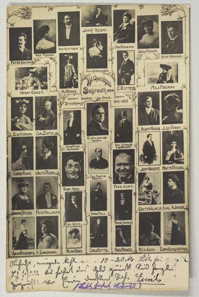 Künstlerporträts der Spielzeit 1906/1907, zeitgenössische Postkarte, Bernd-Mayer-Stiftung Bayreuth