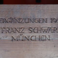Inschrift Franz Schwarz 1953 auf Brett N 2