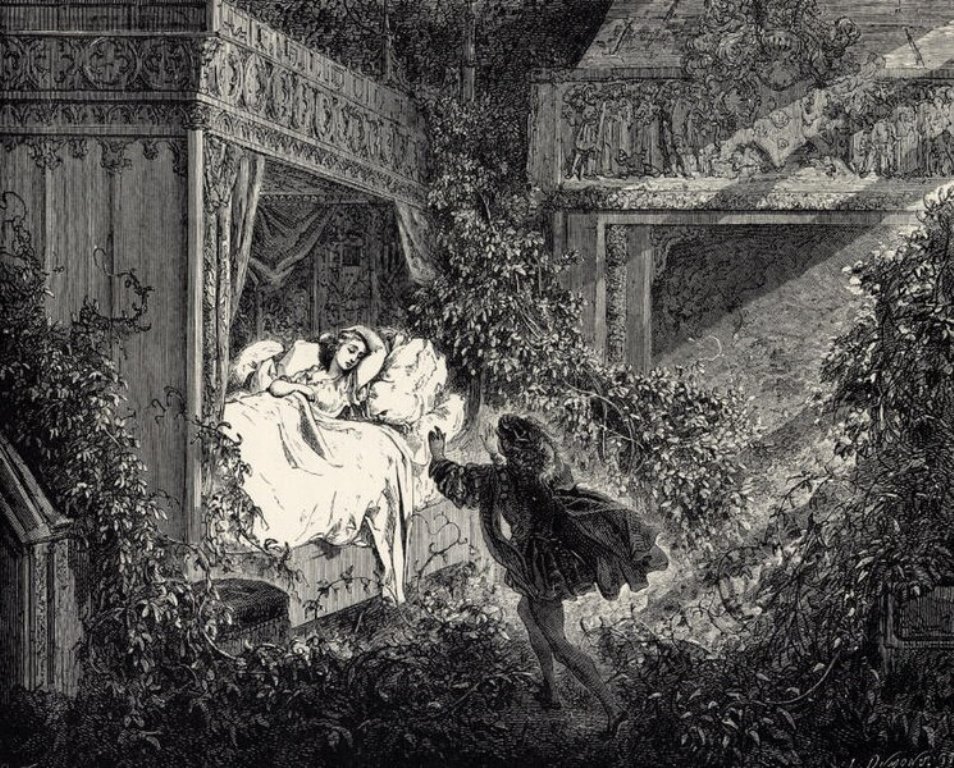 So stellt sich Frankreichs berühmtester Märchenillustrator Gustave Doré 1867 das verschlafene Rendez-vous vor...