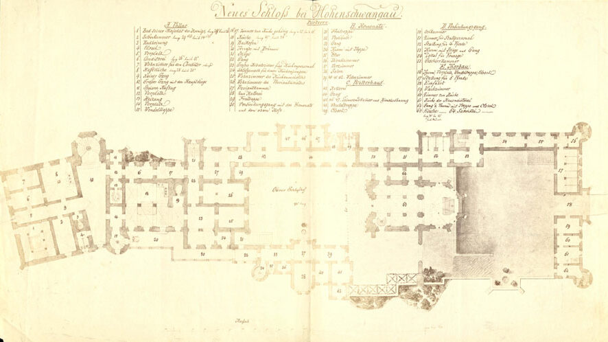 Grundriss Erdgeschoss Schloss Neuschwanstein 