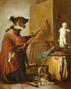 Affe als Maler, Jean-Baptiste Siméon Chardin, 1740, Musée du Louvre