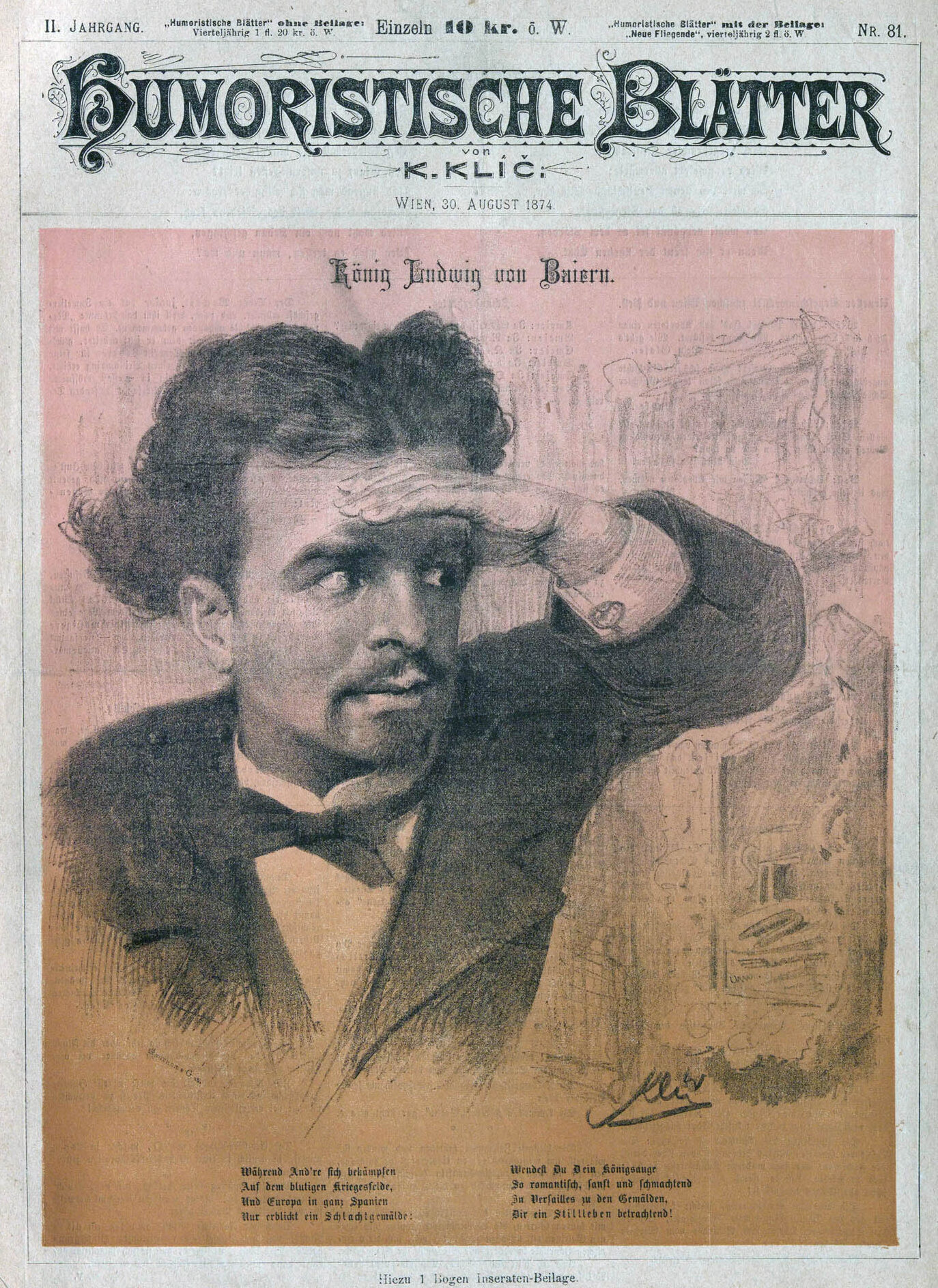 Titelblatt der Humoristische Blätter, Wien 30. August 1874